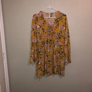 yellow long sleeve dress